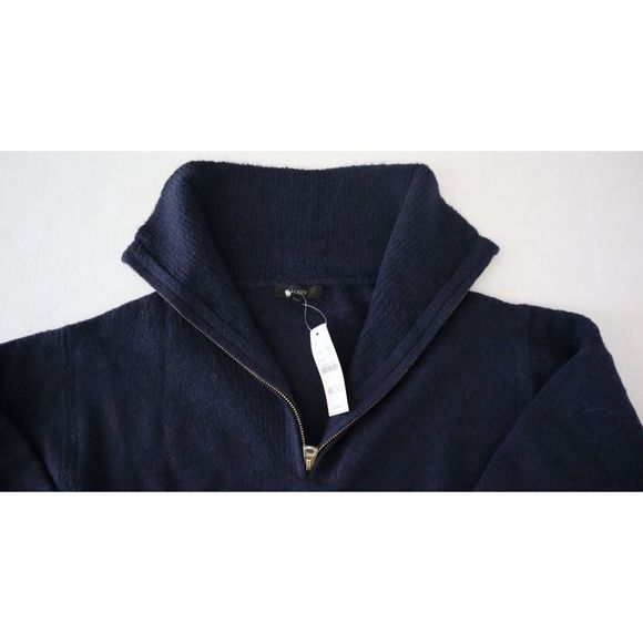 J. Crew BJ568 Womens Sz S Navy Blue Relaxed Half-Zip Ribbed Stretch Sweater $128 - Picture 3 of 8